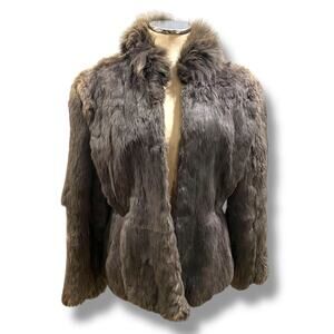 Size Large Sergio Valente 1980s Womens Rabbit Fur Gray Coat Korea